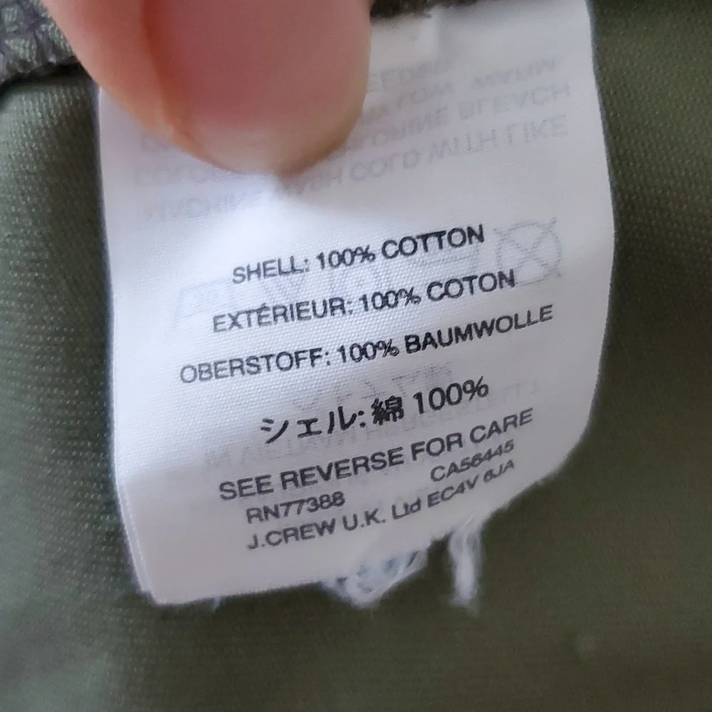 J.Crew Women's Utility Jacket Size Small Army Green Waxed